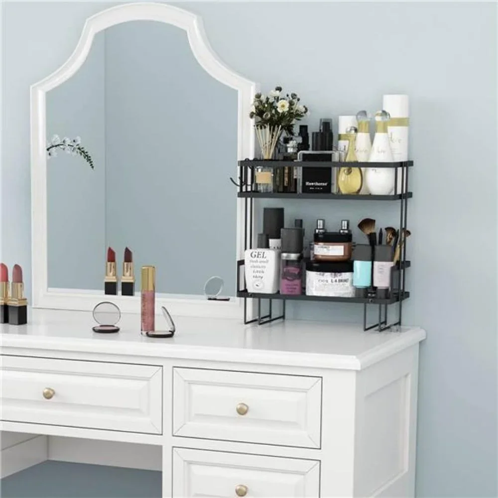 2-Tier Bathroom Organizer Shelves, Multifunctional Toilet Rack  (Black)